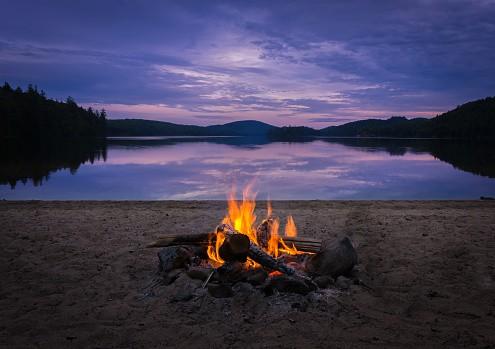 survival fire on beach