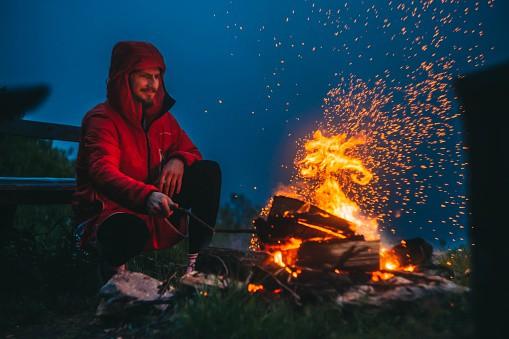 campfire in the rain