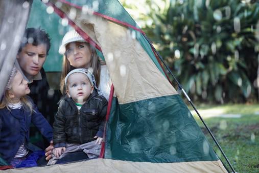 camping in the rain looking out. 